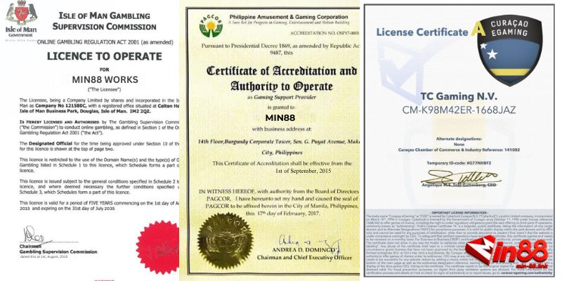 Giấy phép hoạt động của Min88